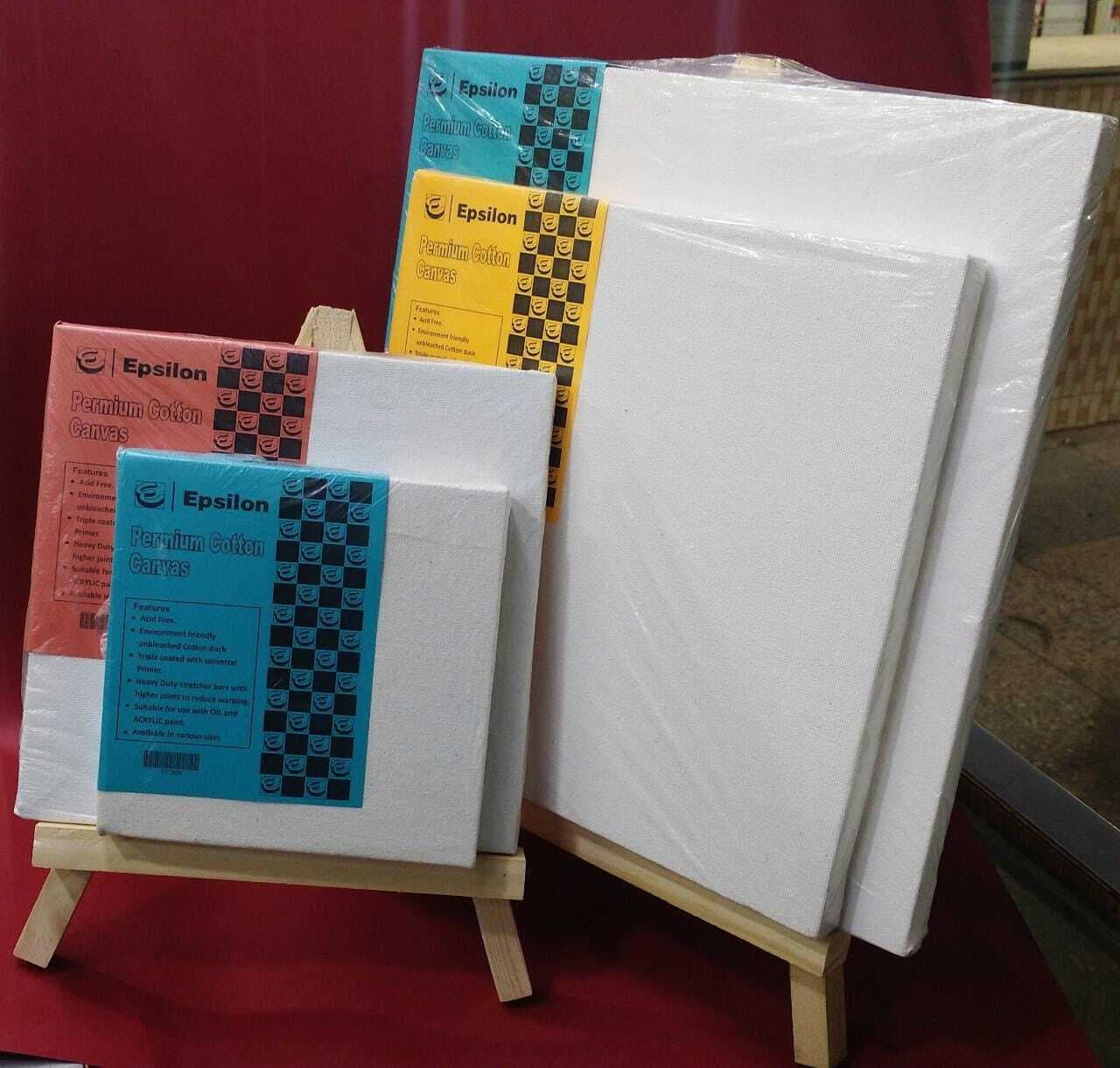 Epsilon Canvas Set of 4 With 2 Wooden Easel 12/10/8/6