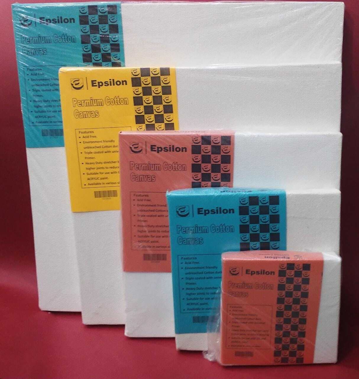 Epsilon Canvas Set of 4 With 2 Wooden Easel 12x18 - Square 10/8/6