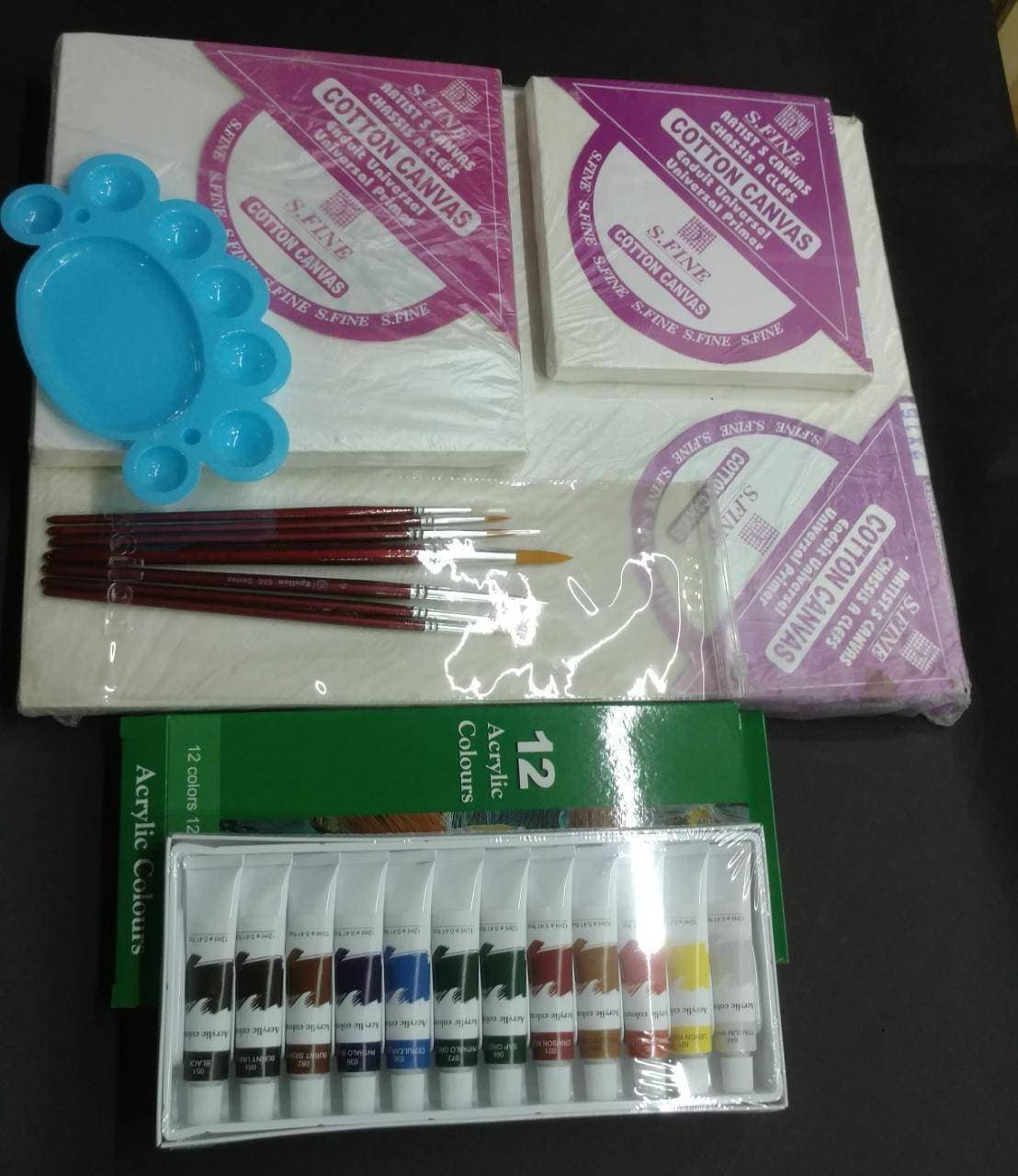 Canvas Deal 3 Pcs Canvas With Round Brushes set
