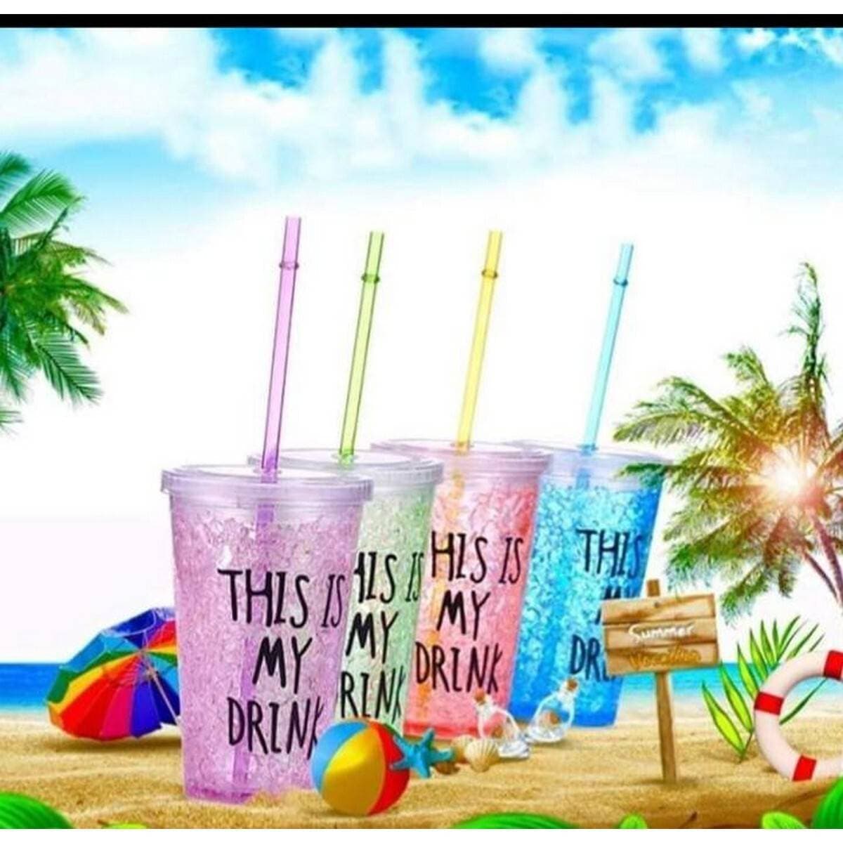 Acrylic Frosty Mason Jar Glass with Straw - 1 Piece