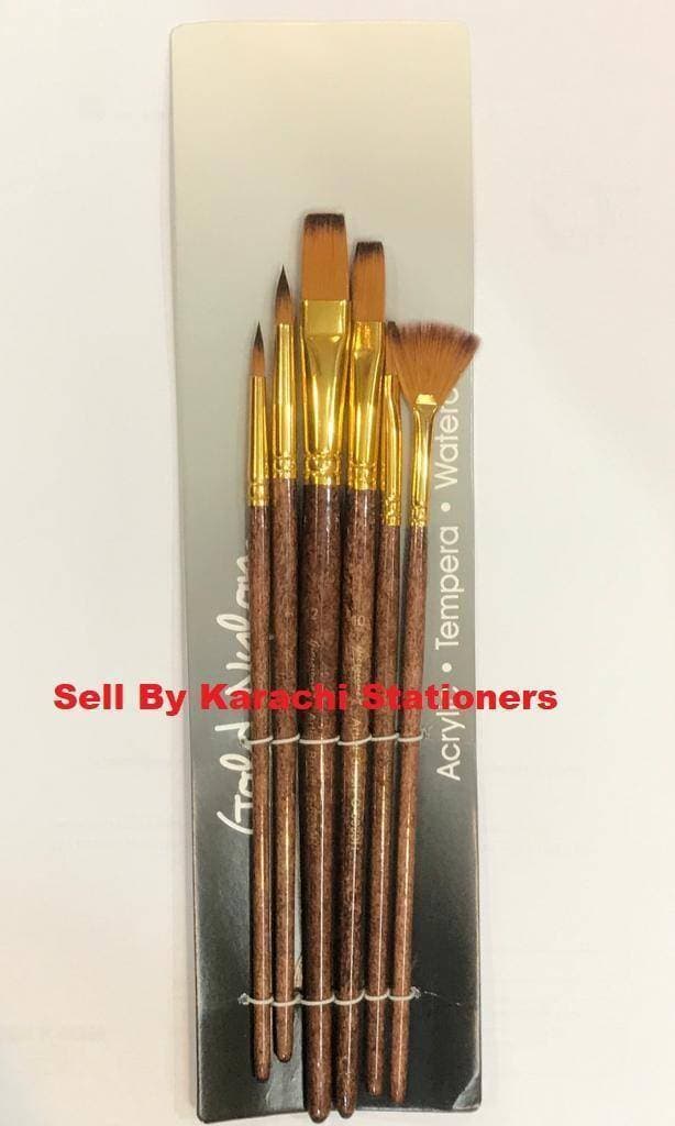 Giorgione Artist Paint Brushes Set Brush Tip Flat - Pack of 6