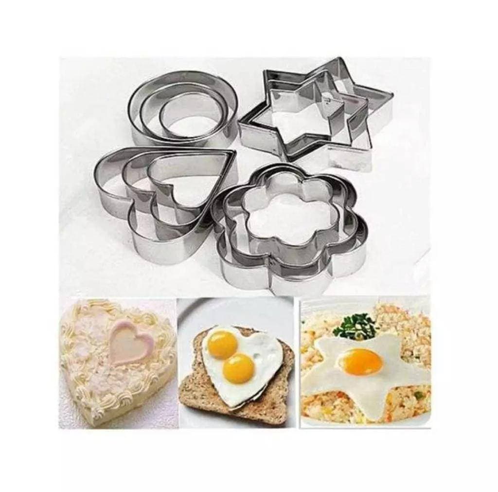 Combo Pack - 10 Pcs Measuring Cup Spoon With 12 Pcs Cookie Cutters