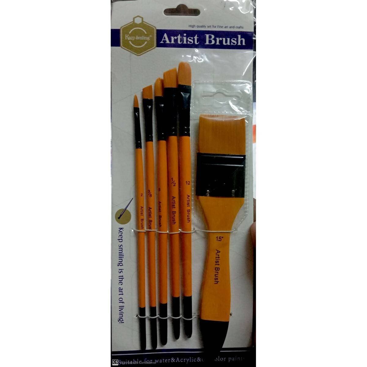 Keep Smiling 6 Pcs Artist Paint Brush Set