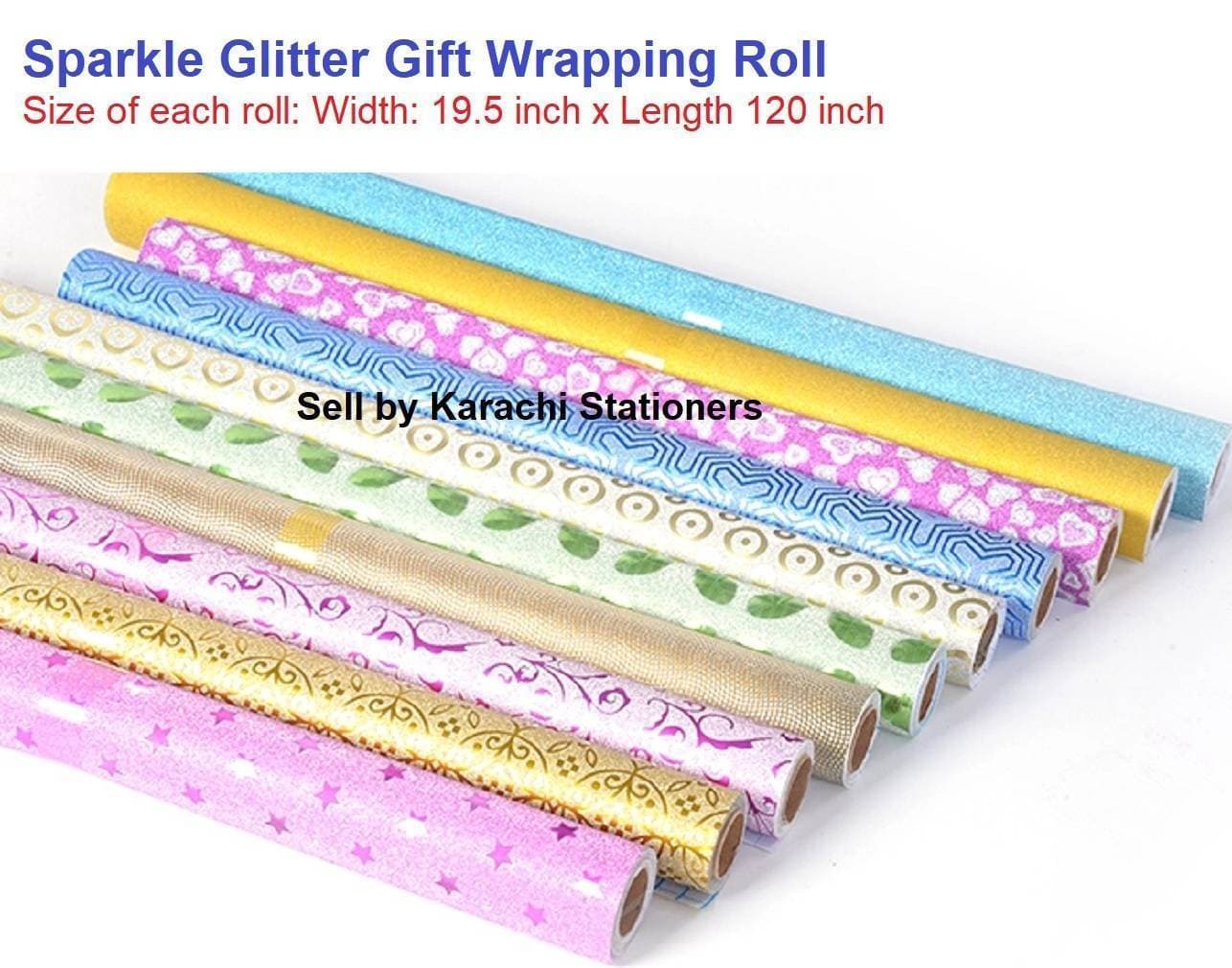 Sparkling Glitter Wrapping Sheet Roll - Pack of 15