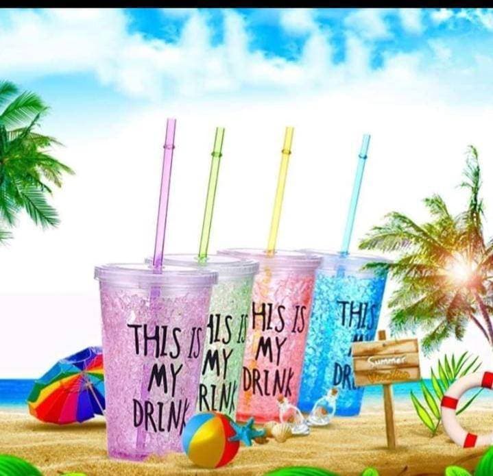 Acrylic Frosty Mason Jar Glass with Straw - Pack of 4