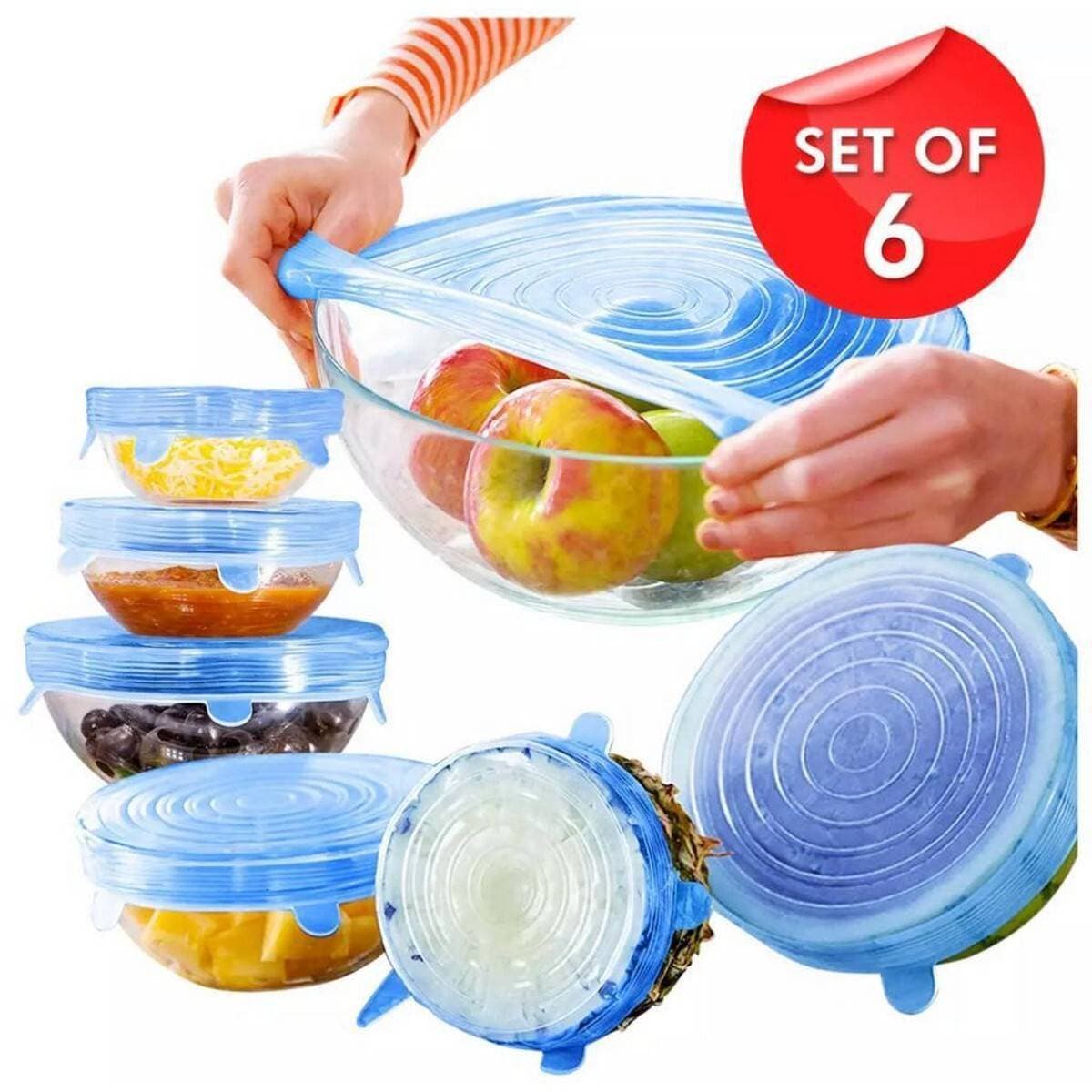 6 Pcs Kitchen Reusable Silicone Stretch Bowl Lid