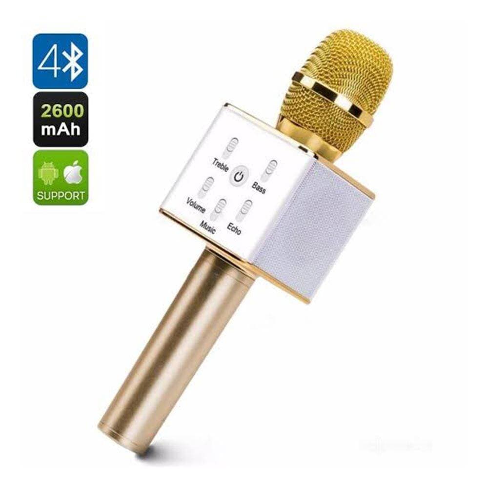 Q7 Wireless Bluetooth Microphone & Hifi Speaker - Golden