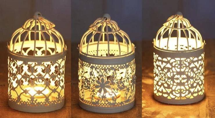 3 PCS Candelabras Hollow Hanging Bird Cage Candle Holder