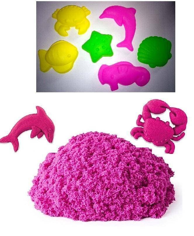 Kinetic Play Magic Sand With 6Pcs Sea Animal Molds - Pink