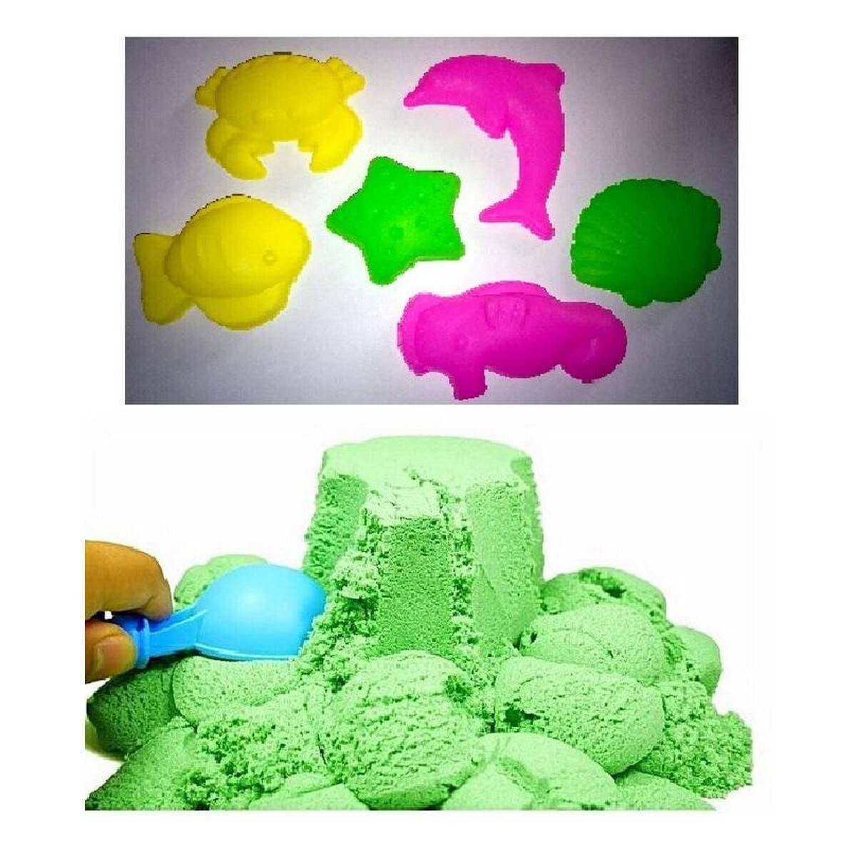 Kinetic Play Magic Sand With 6Pcs Sea Animal Molds - Green