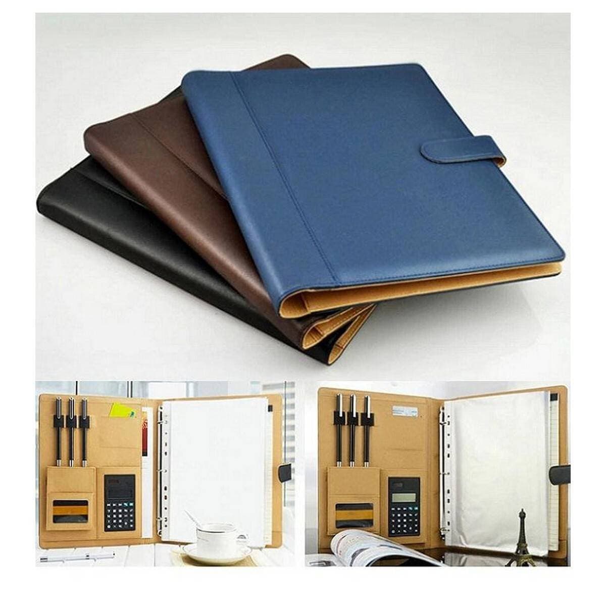 Brown - 8 Pockets File Folder A4 Pu Ring Binder Display Notebook Folders
