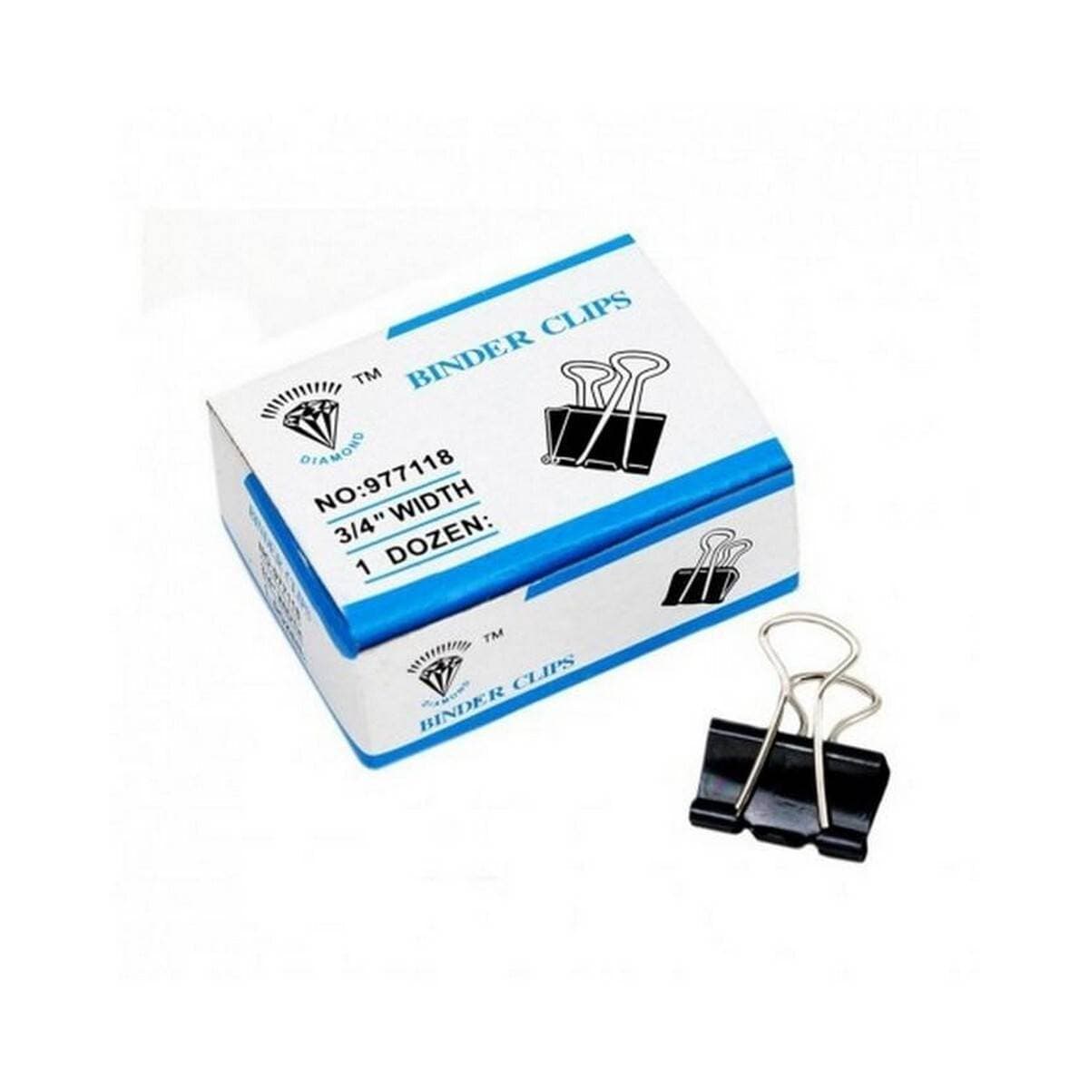 Pack Of 12 - Binder Clip 3/4 Inch Width 19 Mm