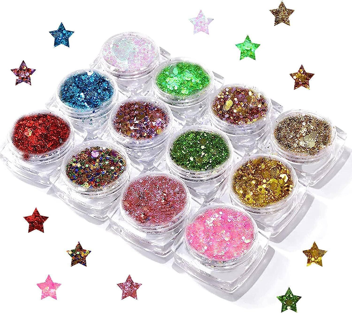 12 Colors Body Glitter Gel Set Long-Lasting Holographic Glitter Suitable