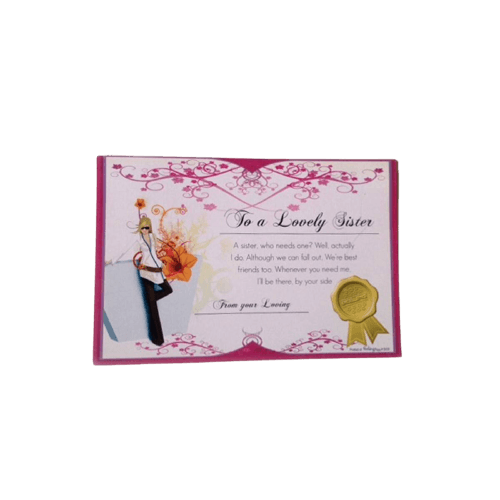 Certificate - Greeting Card For Best Sister Birthday - Fgl54