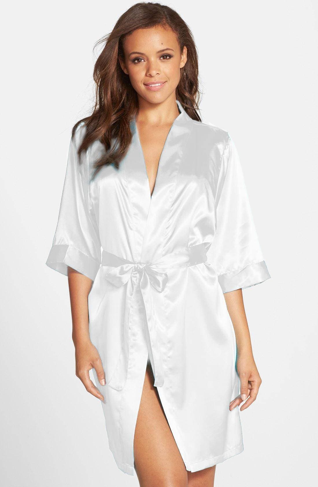 Bihaam Pure silk Satin Nightwear Gown for women - White