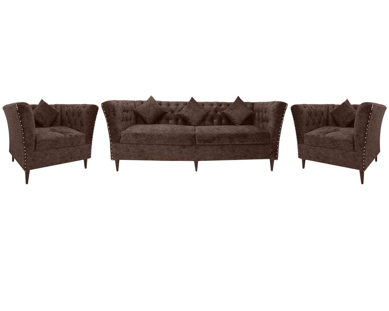 Chikoo Sofa Set (5 Seater) Velvet Modern Design Sofa Set