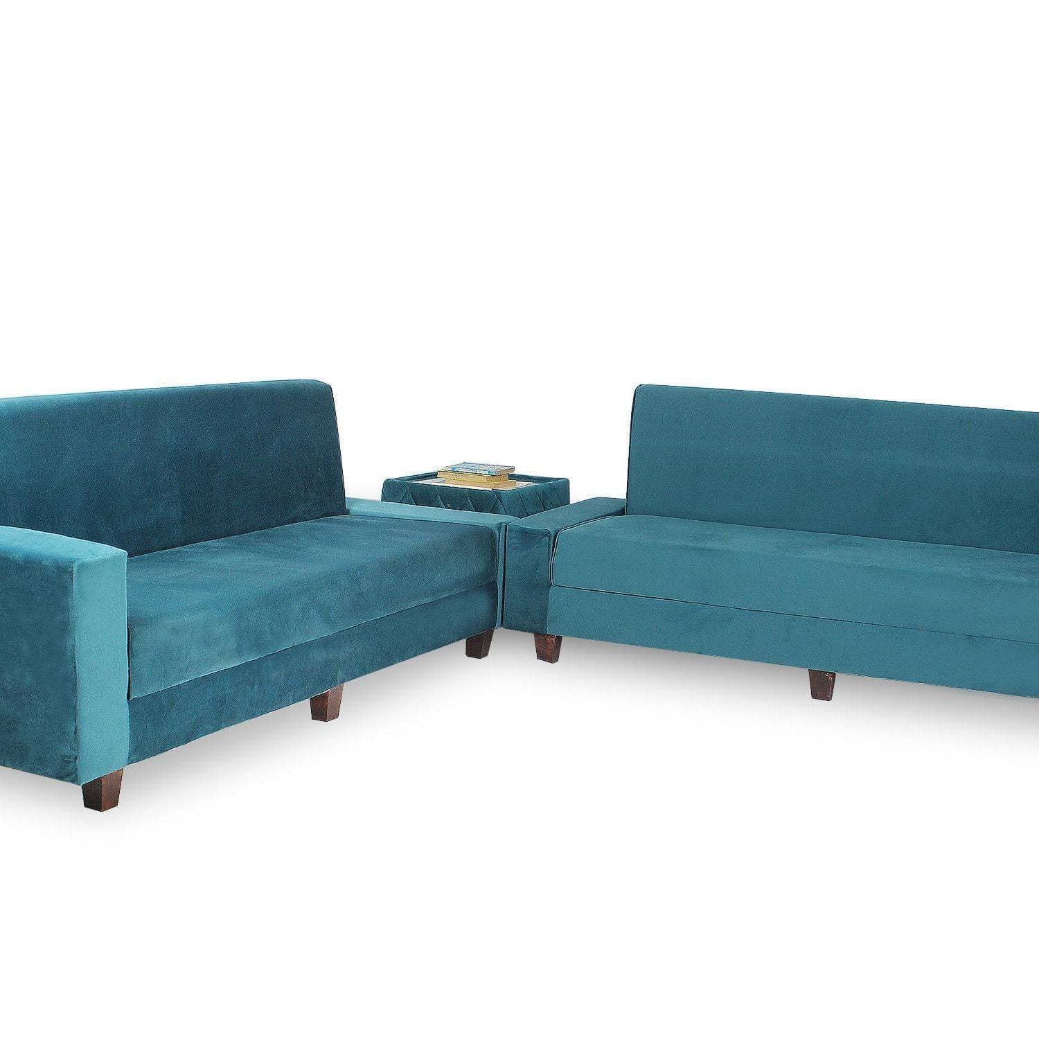 Galaxy D-Dot Mate Green Velvet 02 Sofa Cum Bed With Matching Table Diamond Supreme Foam