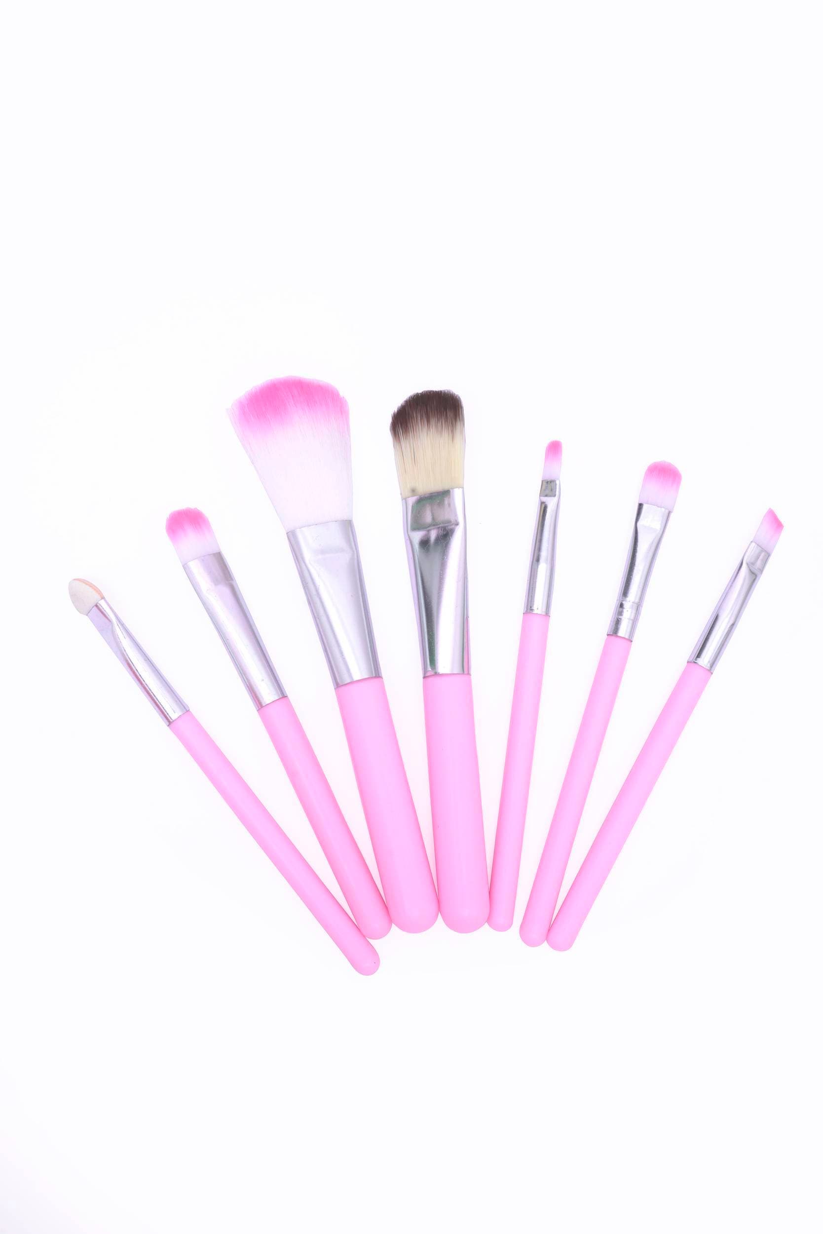 Pack of 7 Hello Kitty Makeup Brushes - Pink Color For Foundation And Etc