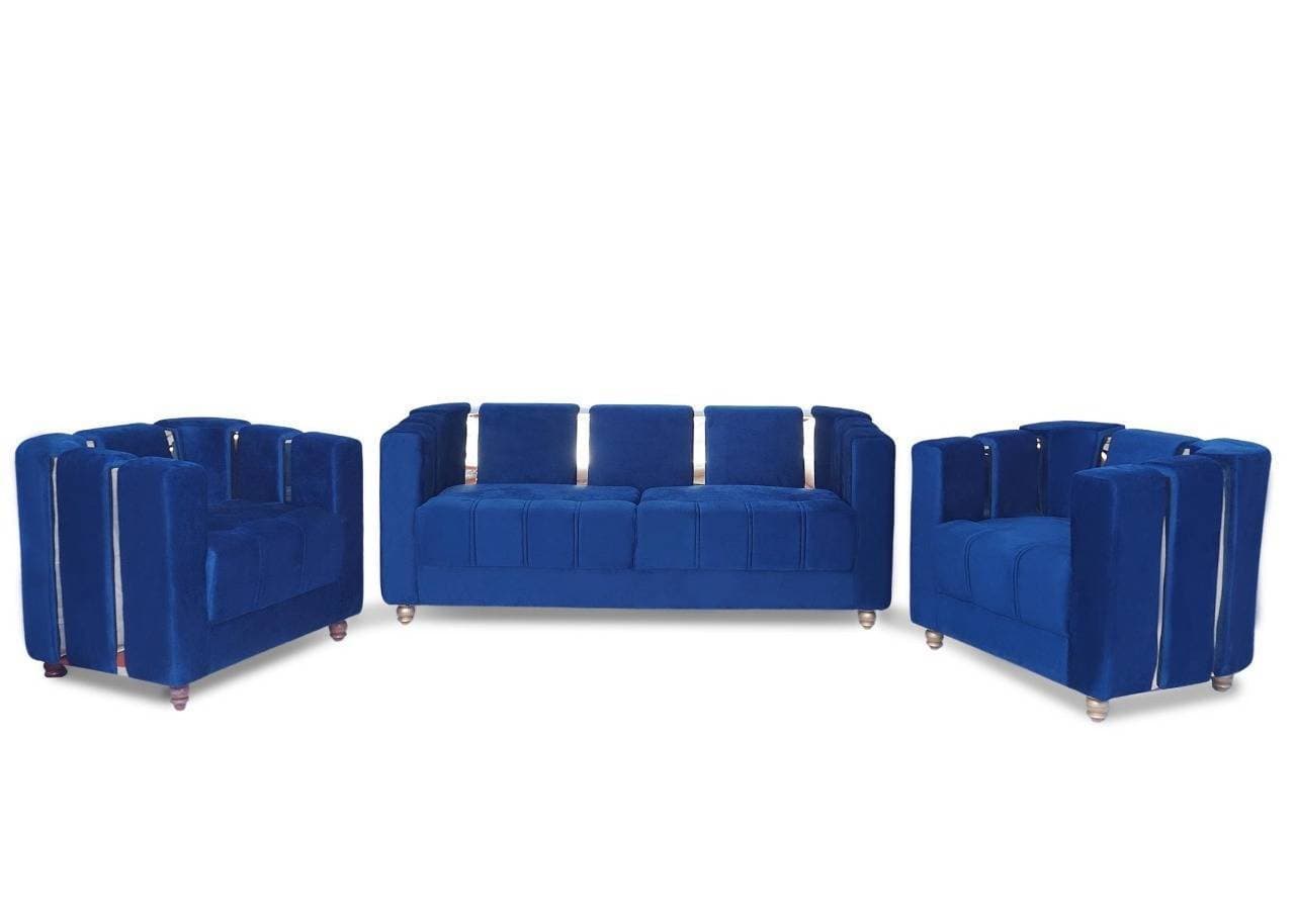Five Seater Turkish Design Blue Velvet Modern Design Sofa Set