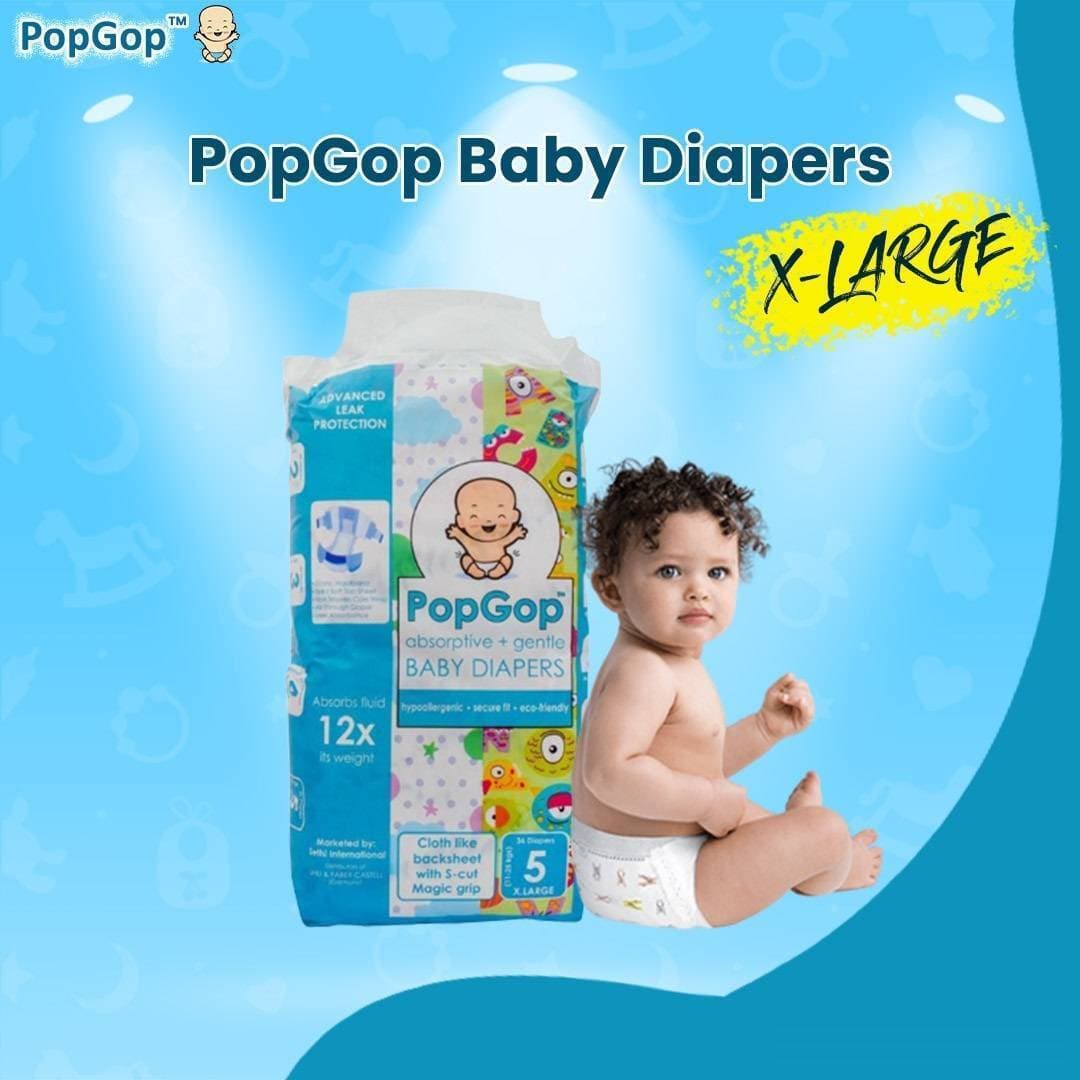 PopGop Baby Diapers Extra Large Size 5 For 7-18 KG - Pack of 36 Pcs