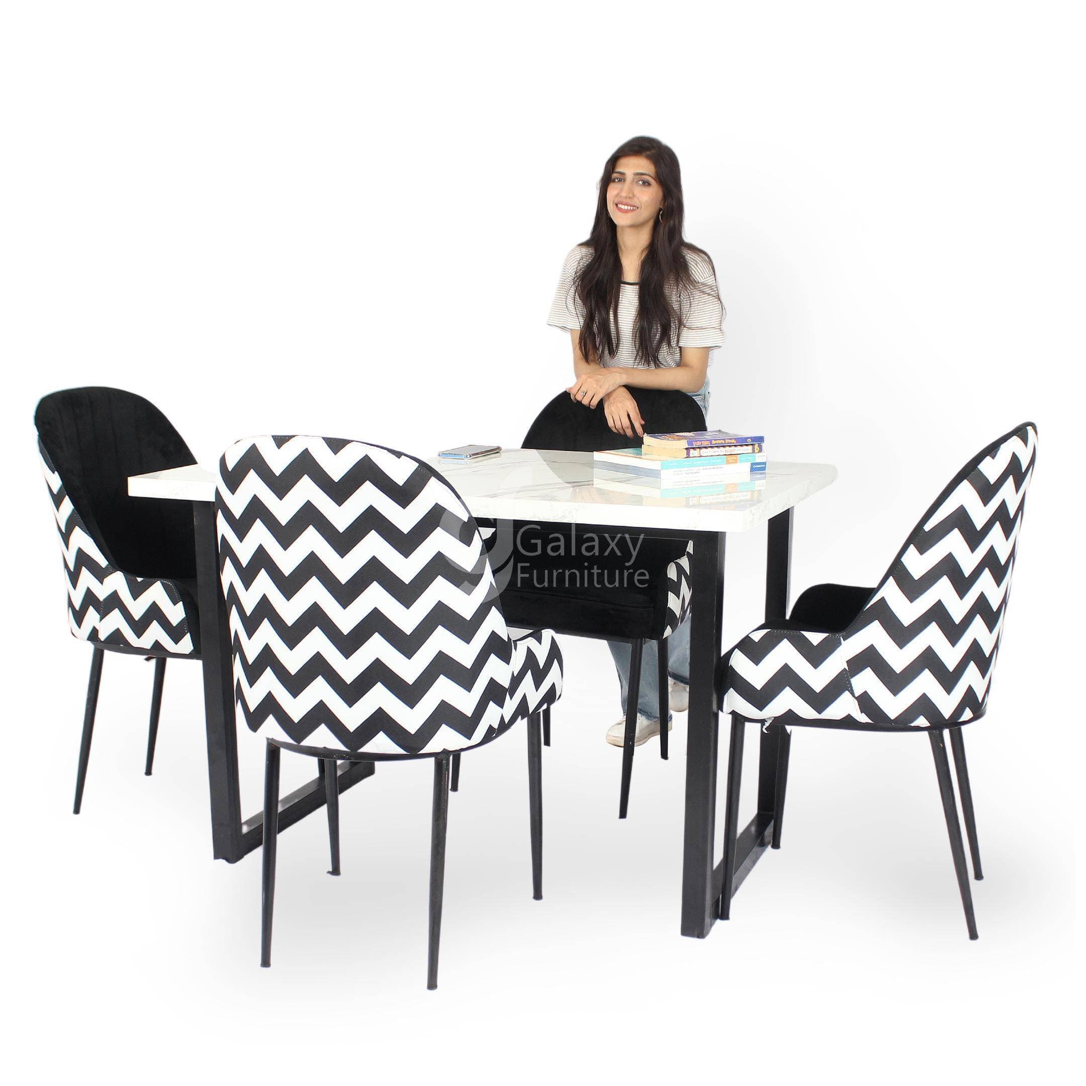 Sydnor Rose Velvet Black And White 04 Cushioned Chairs Dining Table Velvet Fabric