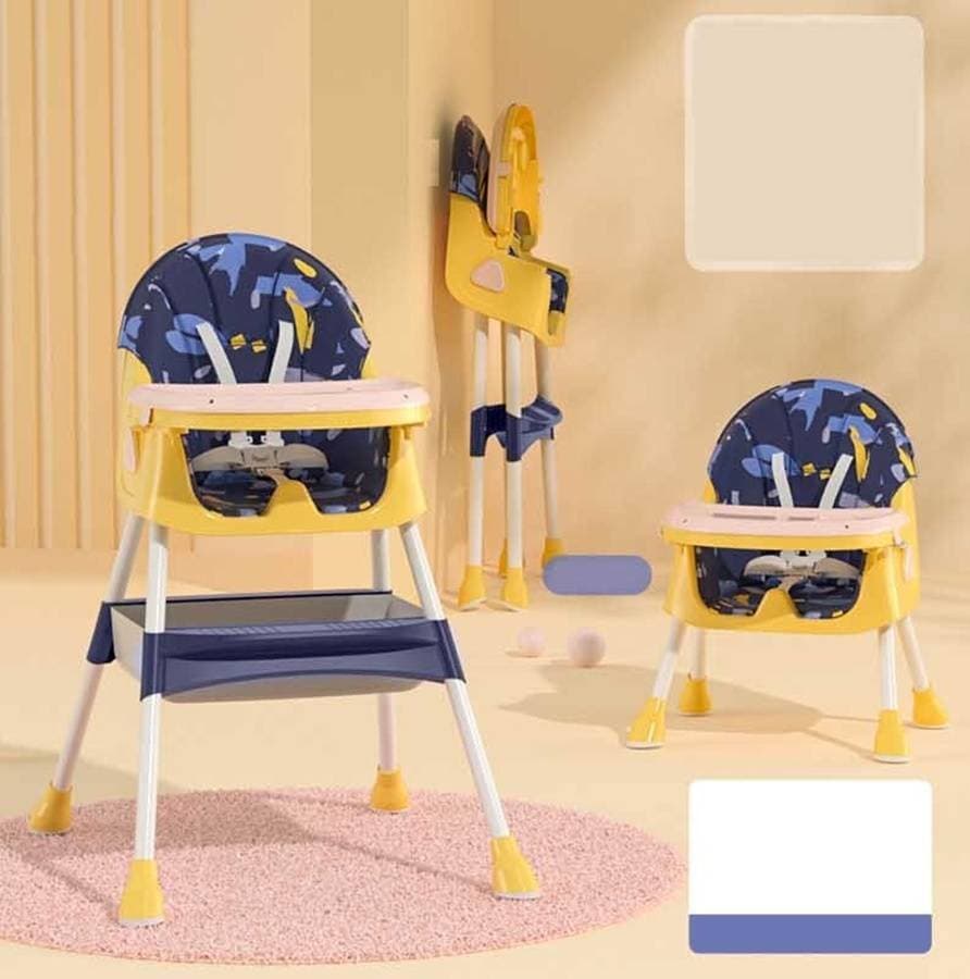 Adjustable Folding Children Dining Table High Chair With Adjustable Tray & Booster (H002-Blue)
