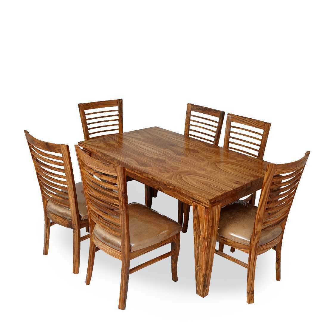 Solid Sheesham Wood Dining Table Set With 6 Cushioned Chairs Provincial Teak Finish