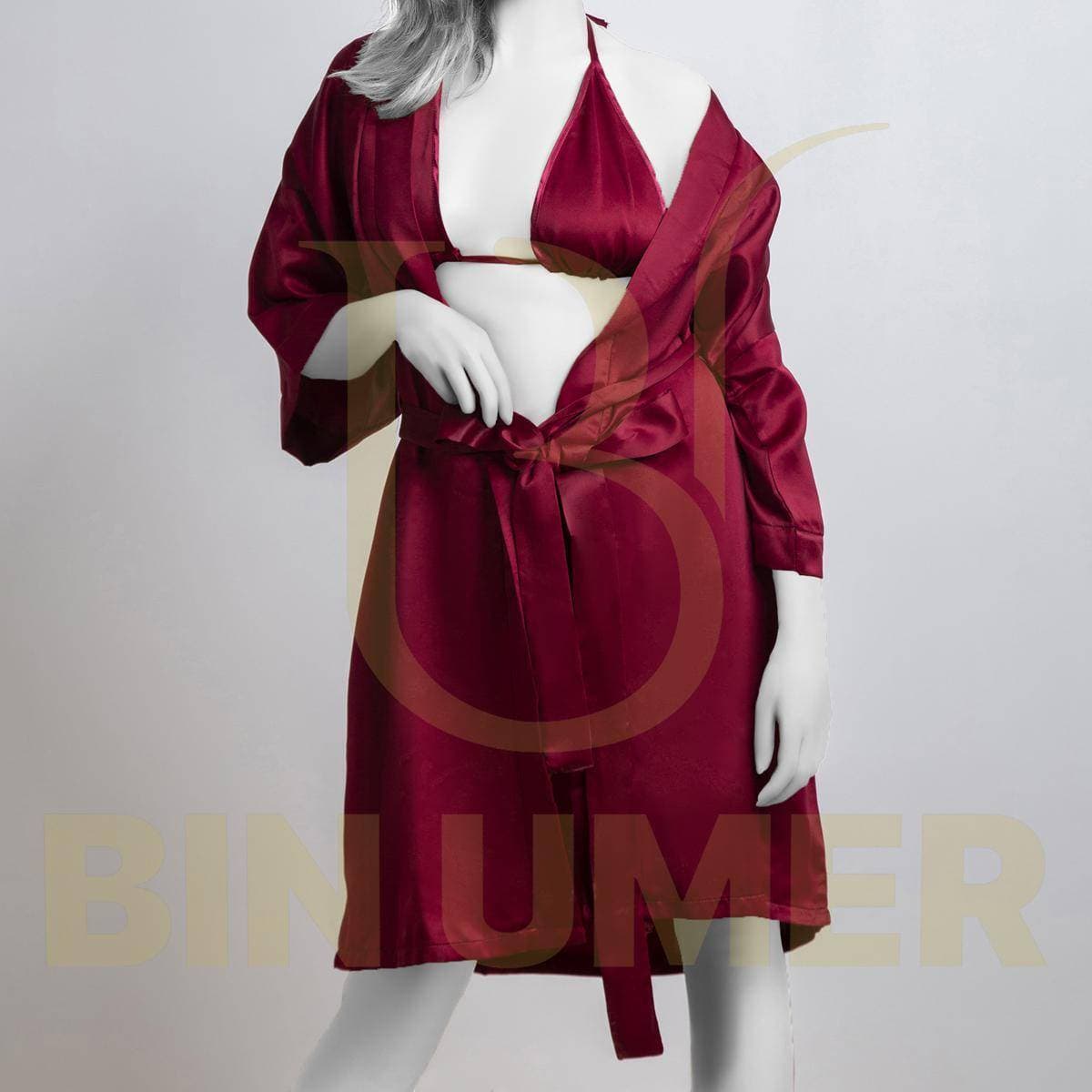 Bin Umer western style Night dress with gown, Bridal bikini set with gown, Sleepwear with gown, Night sleepwear set, Honey moon nighty set, sexy nighty with gown for girls, sexy night suit for girls,honeymoon nightwear, sexy nighty, ladies silk night suit