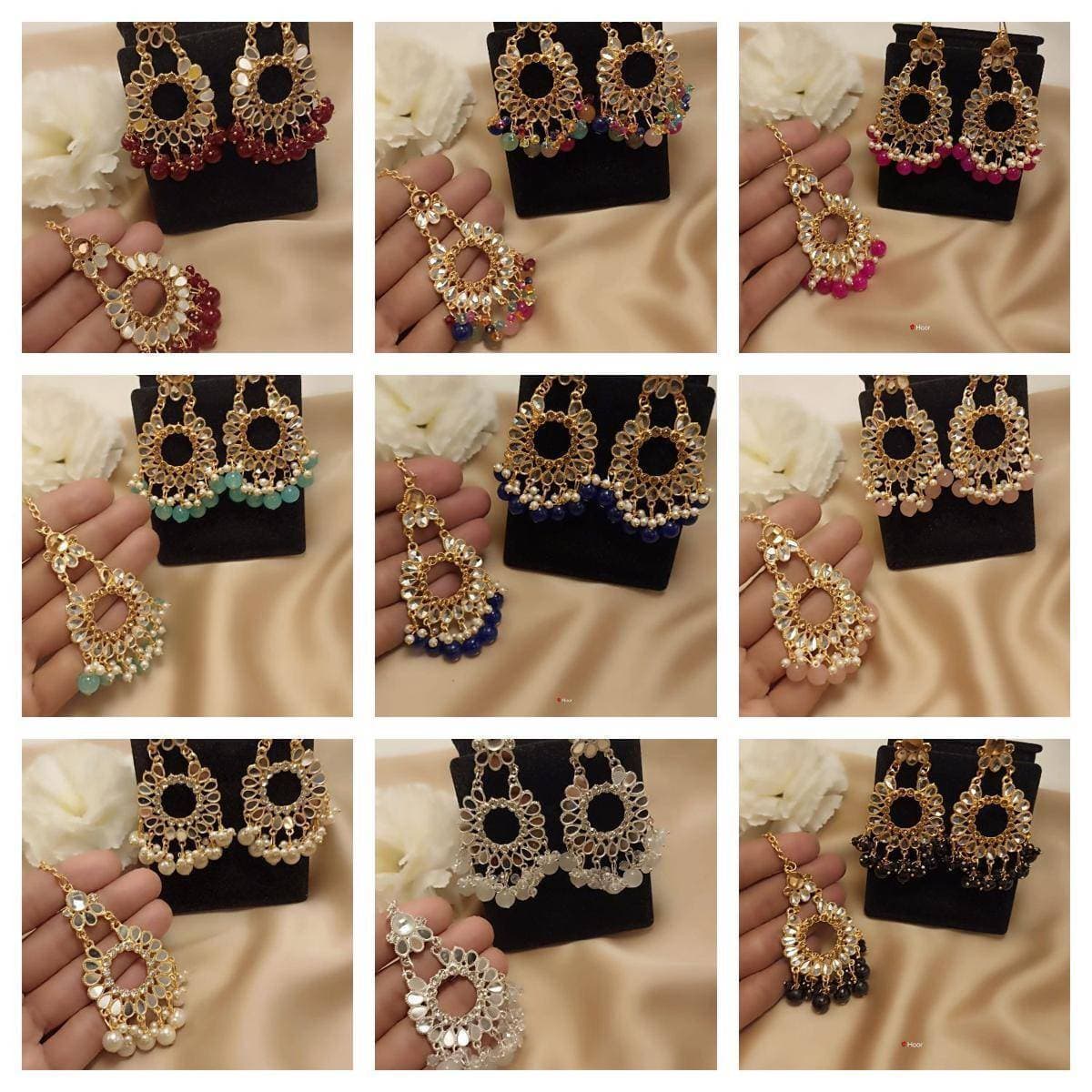 1 Pair Beautiful Tikka With Earing Set For Wedding & Party