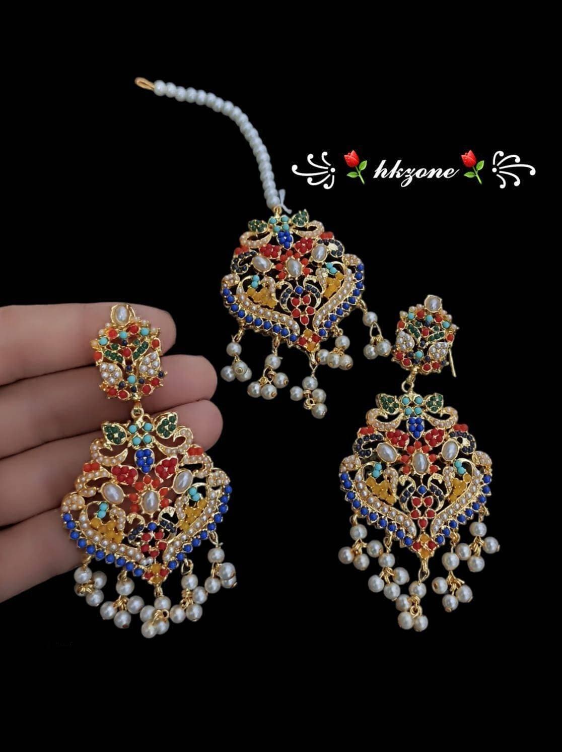 Beautiful Design Noratan Jewelry Jumka & Tikka Set