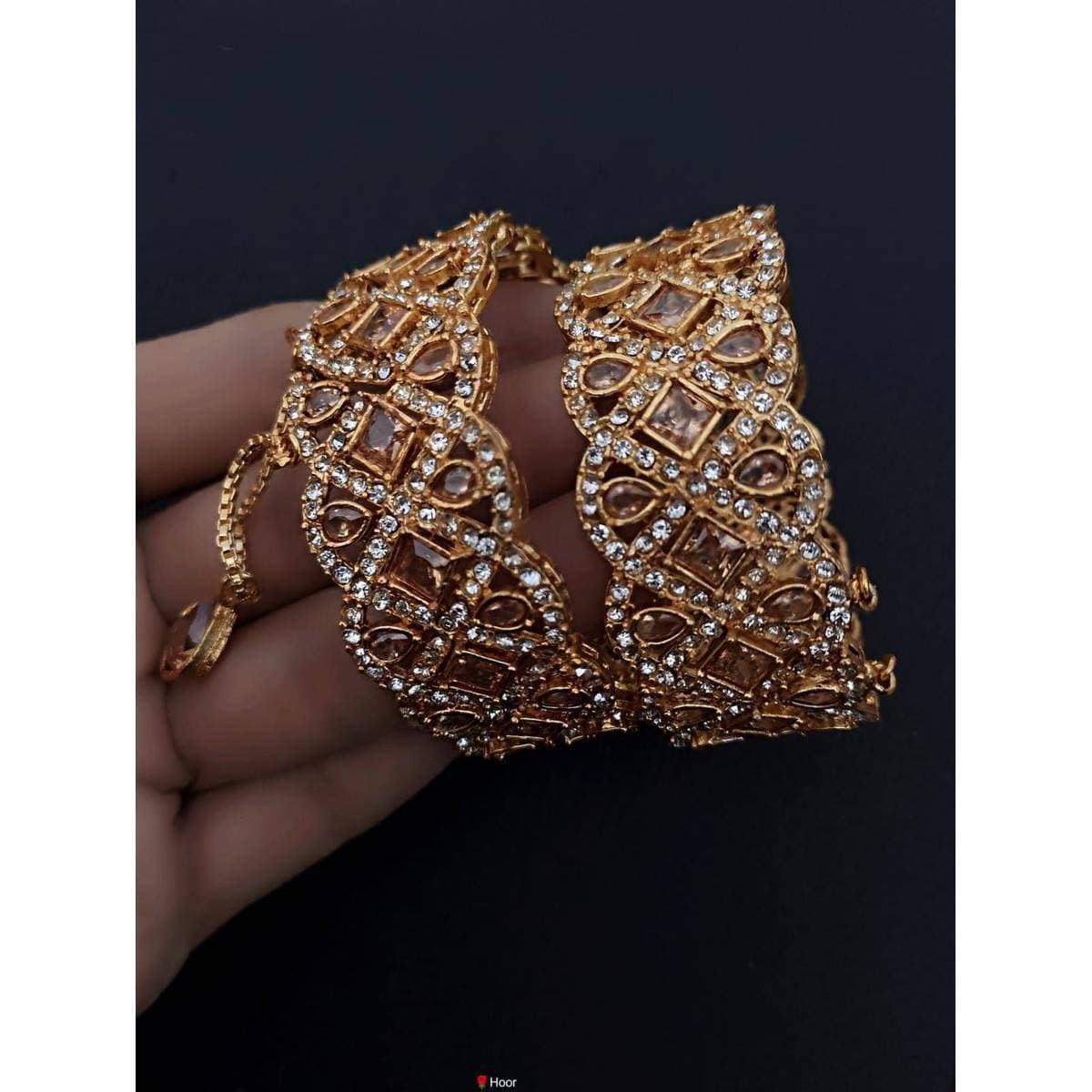 1 Pair Beautifully design Women Golden Bangles Openable