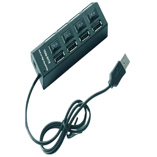 4 Ports Usb Hub Black With Buttons