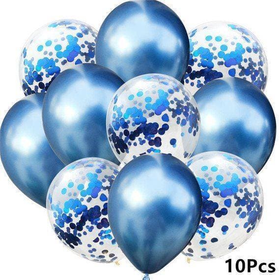 Pack Of 10 - Confetti Balloons Set With Curling Ribbons For Birthday Party