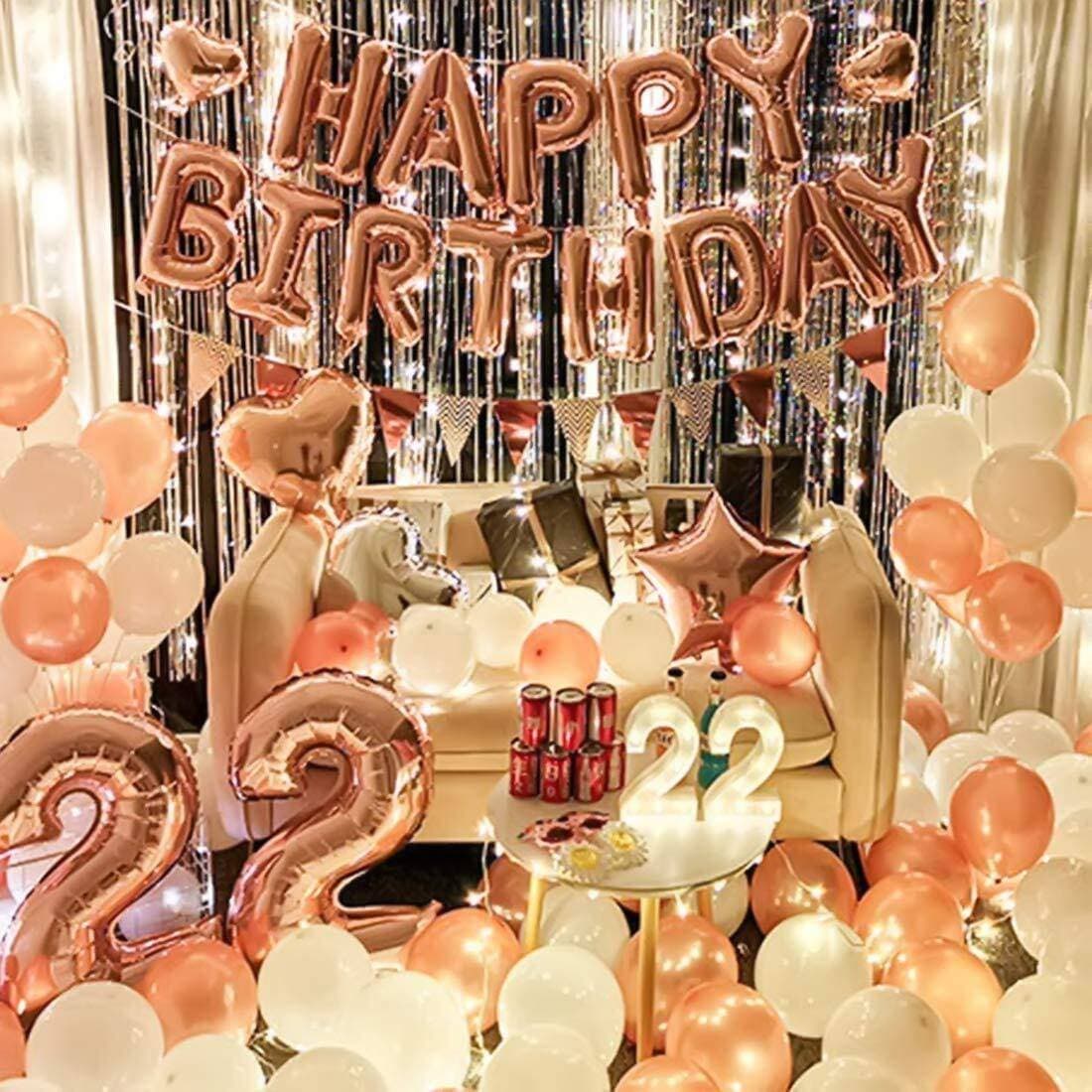 Happy Birthday Card & Foil Balloon With Fairy Light Set