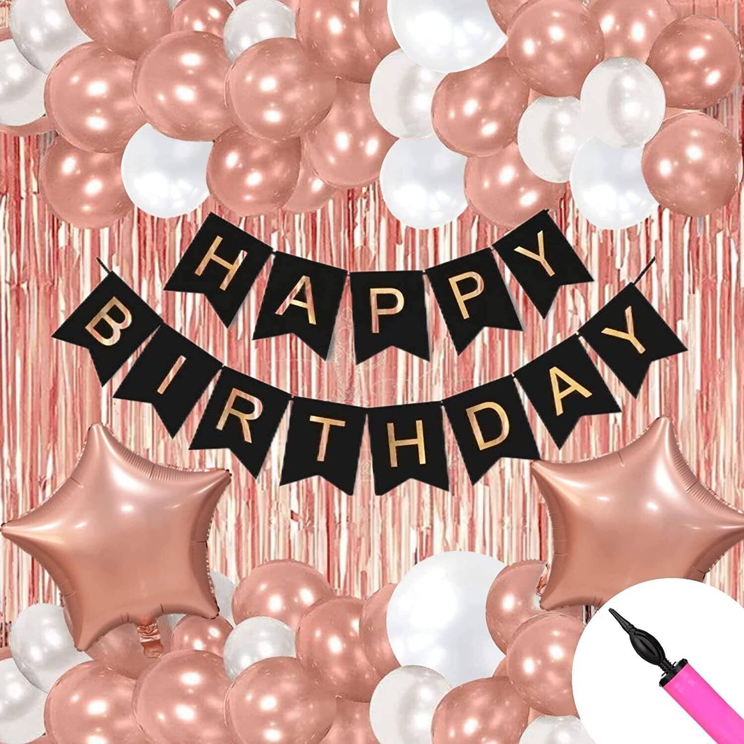 Rose Pink Birthday Decoration Balloons Set