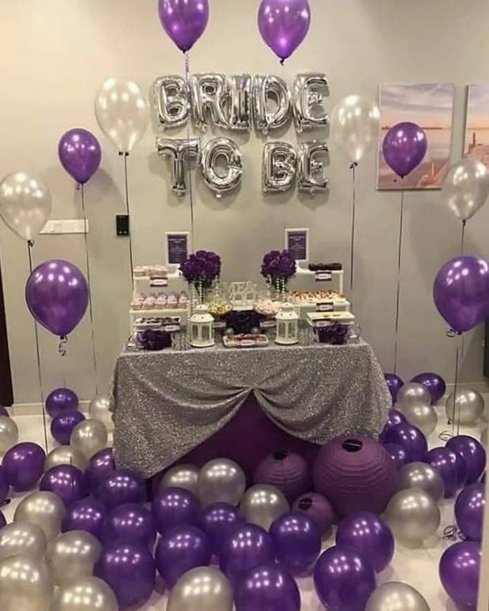 Bride To Be Silver And Purple Theme Balloons Set