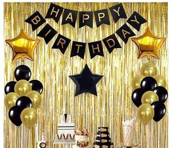 Graceful Yellow Theme Of Happy Birthday Card/Banner & Balloons Set