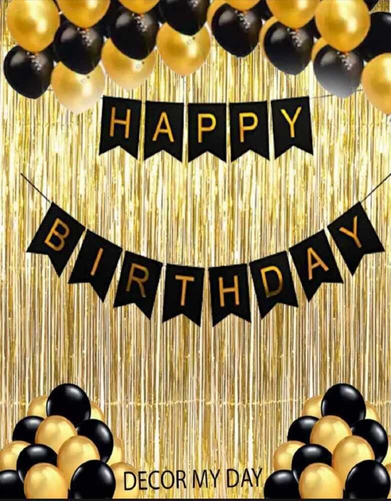 Lovely Theme Of Happy Birthday Cards Banner With Combo Of '30' Pcs Balloons