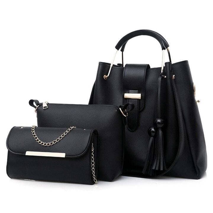 3 In 1 Piece Hand Bag For Women - Black