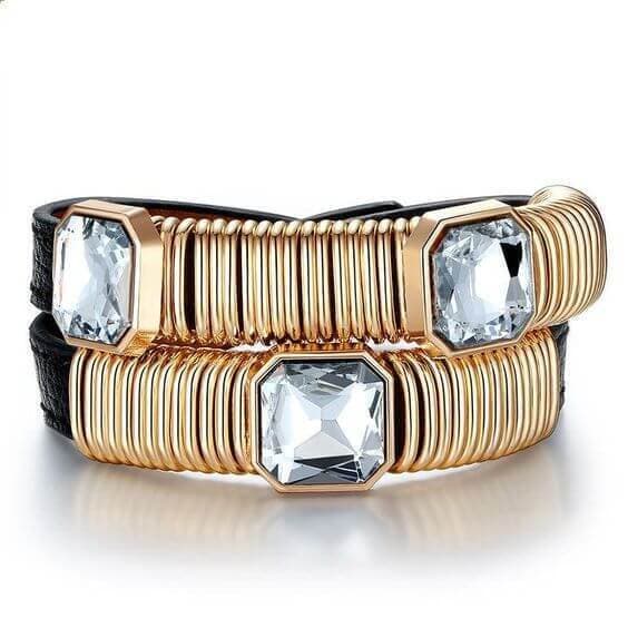 Unisex Leather Zircon Charm Bracelet FBR-H-023