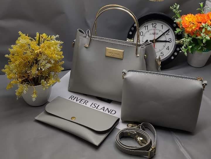3 In 1 Piece Vintage Trendy Handbag For Women - Grey