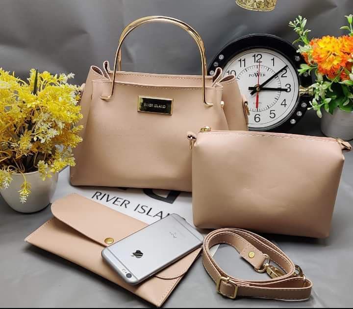 3 In 1 Piece Vintage Trendy Handbag For Women - Pink