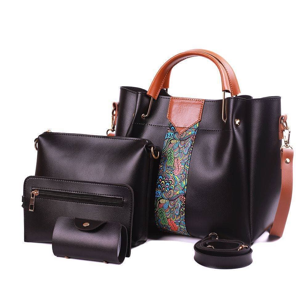 4 In 1 Piece Handbags For Women - Black