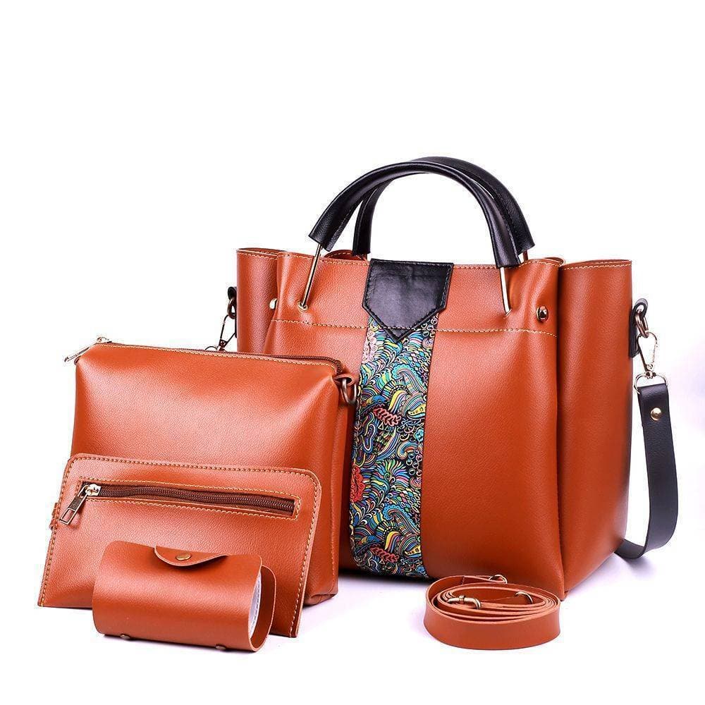 4 In 1 Piece Handbags For Women - Brown
