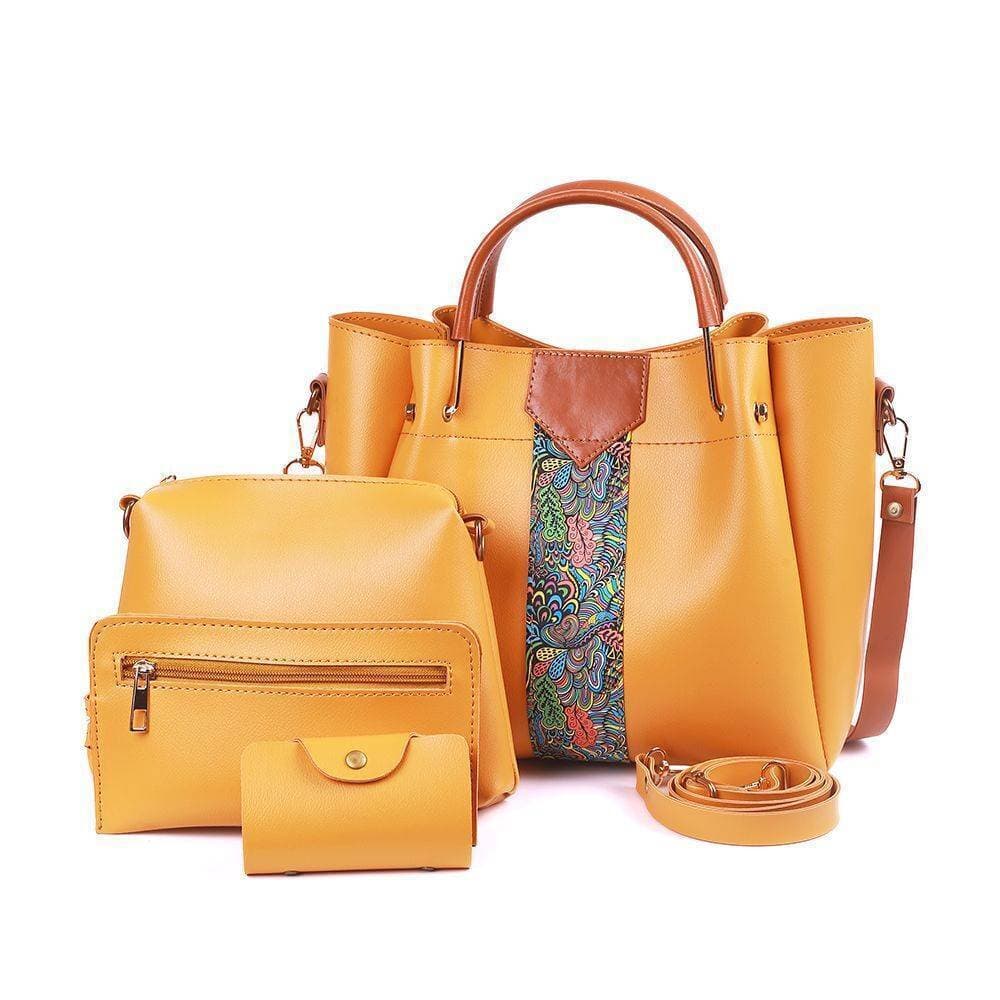 4 In 1 Piece Handbags For Women - Yellow