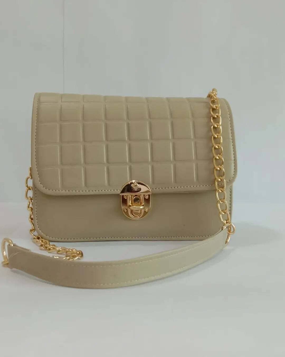 Crossbody With Chain Bag For Women - Beige