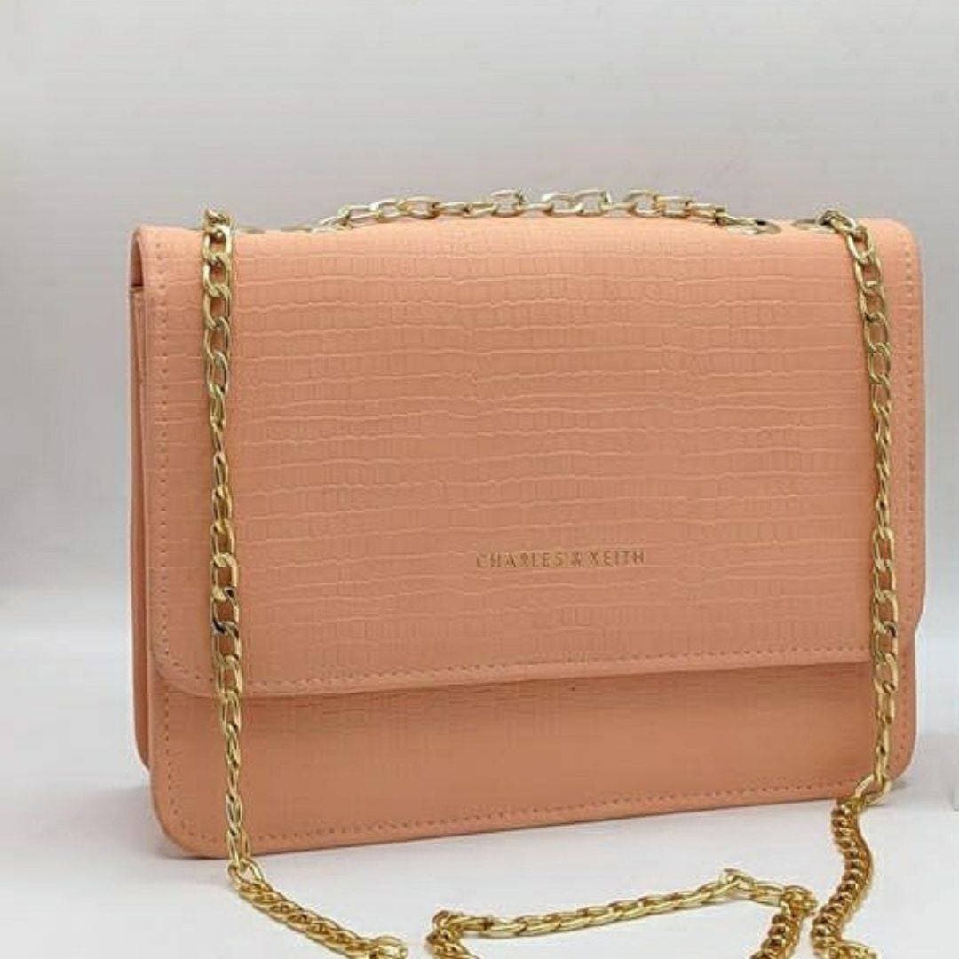 Crocodile Chain Cross Body Bag Color - Pink
