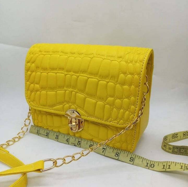 Crossbody Crocodile With Chain Bag For Women - Yellow