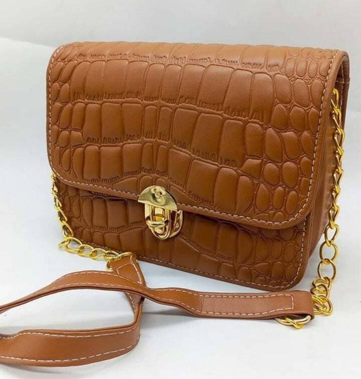 Crossbody Crocodile With Chain Bag For Women - Brown