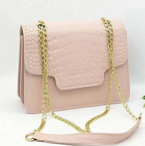 Crocodile Chain With Strap Cross Body Bag Color - Pink
